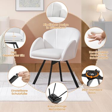 Крісло офісне Yaheetech, біле, 360° обертання, з м'яким сидінням, для дому/офісу