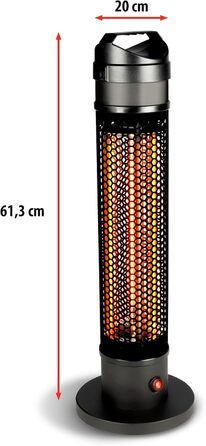 Інфрачервоний обігрівач alpina TBH800 - Інфрачервоний обігрівач 800 Вт - для внутрішніх і зовнішніх приміщень - Окремо стоячий електричний радіатор - Обігрівач патіо - Обігрівач для намету - Сертифікований IP44 - Чорний