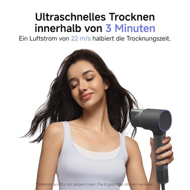Високошвидкісний фен для волосся Laifen Neo з безщітоковим мотором 110 000 об/хв, 200 млн негативних іонів та 2 магнітними насадками, чорний