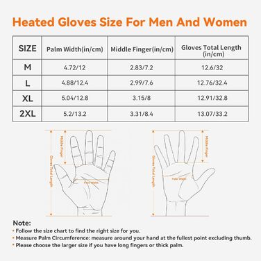 Електричні гріючі рукавички Rasfao для чоловіків та жінок, з акумулятором 2600mAh, 3 режими нагріву, водонепроникні, зимові рукавички-грілки (XXL, Чорний)