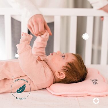 Дитяча подушка плагіоцефалія, знімна (з двома наволочками), допомагає запобігти і лікувати синдром плоскої голови. Виготовлений з піни з ефектом пам'яті - - зареєстрований дизайн KBC (рожевий)