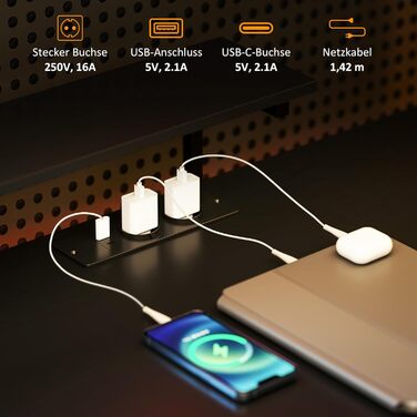 HOMCOM кутовий стіл для геймінгу L-подібної форми з полицею, комп'ютерний стіл з підставкою для монітора, розеткою та USB-зарядкою, для дому та офісу, спальні, білий (чорний), 137 x 140 x 139,5 см