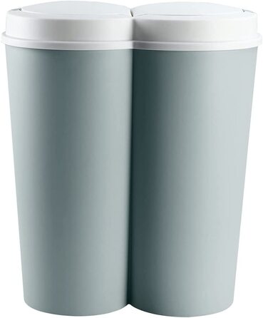 Сміттєвий кошик Deuba 50L, подвійна система поділу на 2 відсіки, 2x25l, автоматична кухонна сміттєва корзина з кнопками, сміттєва корзина для сміття (зелений)