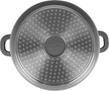 Каструля з антипригарним покриттям 10 літрів, діаметр 28 см, з кришкою, з алюмінієвого лиття, для всіх типів плит (в т.ч. індукційних), сіра. Ідеально для супу, тушкування та приготування великих порцій.