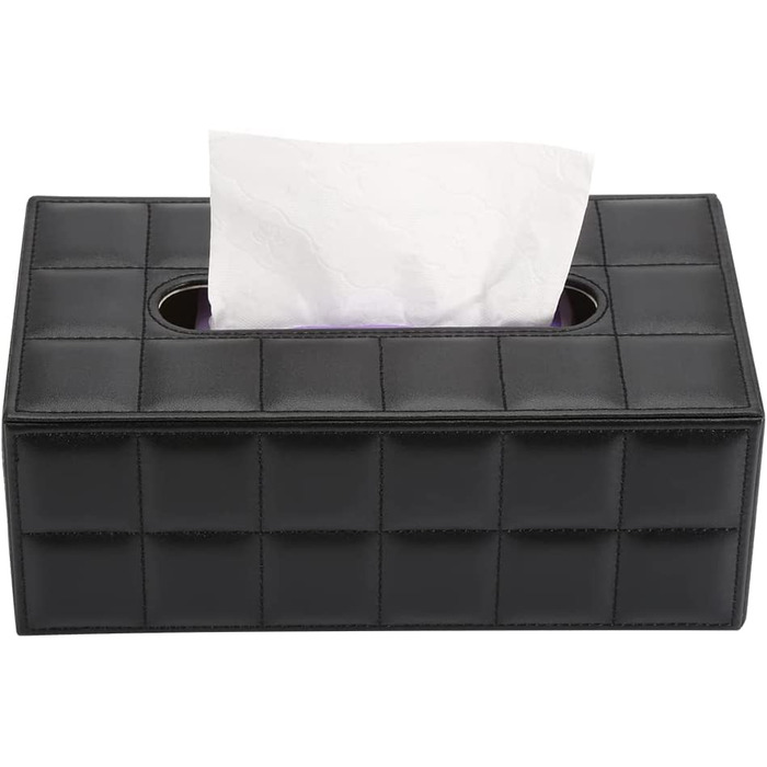 Коробка для косметичних серветок Kingfom зі штучної шкіри 25х14х9,5 см чорна