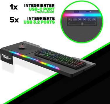 Couchmaster CYCON³: Ергономічний стіл для ноутбука для дивану, софи та ліжка з USB хабом (Чорний)