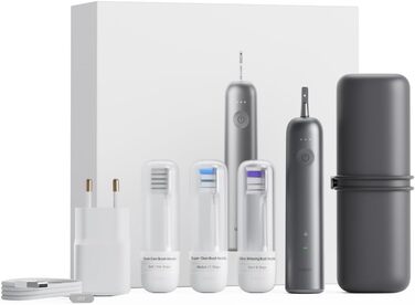 Електрична звукова зубна щітка Laifen Wave з 3 насадками, сіра, водонепроникна (IPX7), з магнітною зарядкою, для дорослих