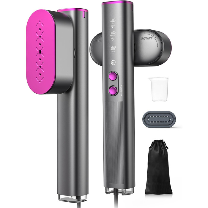 Портативний паровий випрямляч для одягу Stunden - 2 в 1 (праска + випрямляч), 1000 Вт, 110-240V, для подорожей та дому