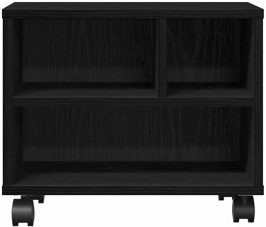 Підставка для принтера на колесах з полицями, білий ДСП, для офісу та робочого кабінету (Чорний дуб)