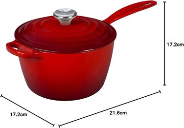 Каструля з нержавіючої сталі Le Creuset Signature, 20 см, 1.8 л, для всіх плит (в т.ч. індукційних), червона