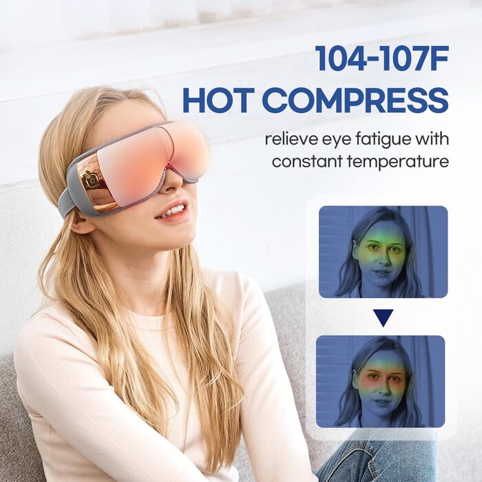 Масажер для очей HubiCare з підігрівом та вібрацією: для зняття втоми, мігрені та темних кіл під очима