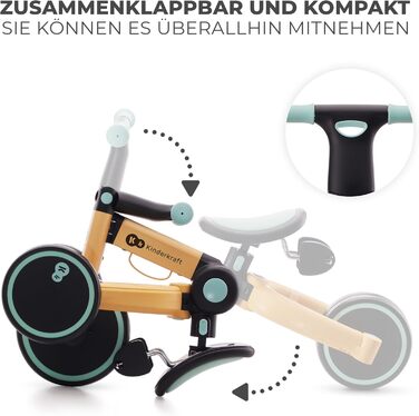 Триколісний велосипед Kinderkraft 4TRIKE 3в1: бігобіл, самокат, велосипед, складаний, для дітей від 12 місяців до 5 років (жовто-блакитний)