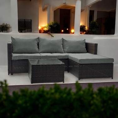 Двосторонній садовий кутовий диван SFS066 MTG, комплект садових меблів, коричневий