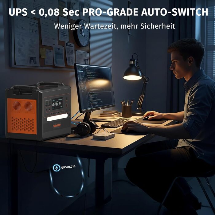 Портативна електростанція SolarPlay 2500W з сонячною панеллю 200W, LiFePO4 акумулятор 2304Wh, USB та AC порти, 12 виходів, для кемпінгу, RV, надзвичайних ситуацій