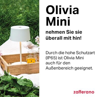Zafferano Olivia Mini Лампа: Портативна LED-лампа з торканням, 22 см, фіолетовий колір, для дому та вулиці, диммер, 2700-3000K, з зарядним пристроєм (стара версія)