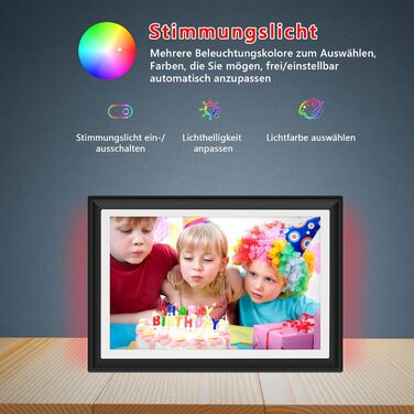 FRAMEO Цифровий фоторамка 15.6 дюймів WiFi, FHD 1920x1080, 32GB, IPS сенсорний екран, автоповорот, кріплення на стіну. Діліться фото та відео через додаток FRAMEO