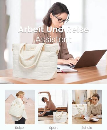 Сумка для ноутбука LOVEVOOK для жінок, 15.6 дюймів, бежева: робоча, для навчання, універсальна