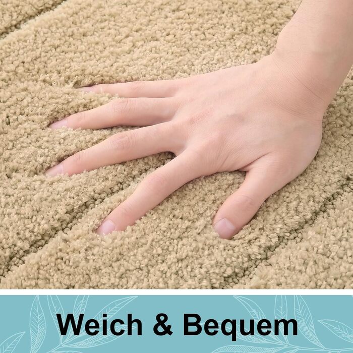 Килимок для ванної кімнати Homaxy з мікрофібри, 60x90 см, антиковзаючі, швидковисихаючий, бежевий