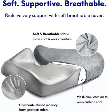 Подушка для сидіння C CUSHION LAB з Memory Foam для офісу, дому, авто, інвалідного візка, сіра