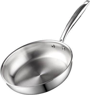 Набір каструль та сковорідок Cook N Home з нержавіючої сталі (7 предметів) з кришками з термостійкого скла, індукційний, придатний для миття в посудомийній машині, сріблястий (сковорода 25 см)