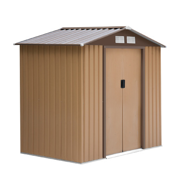 Сарай для інструментів Outsunny з розсувними дверима, 2,13 x 1,30 x 1,85 м, металевий, жовтий