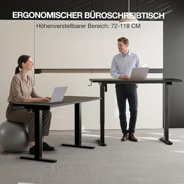 Електричний стіл з регулюванням висоти 120x60 см з функцією пам'яті, для офісу та дому. Комп'ютерний стіл, система кабельного менеджменту, гачки, білий колір. (Чорний, 140см)