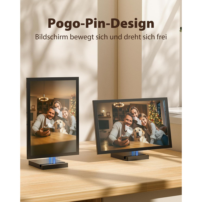 Цифровий фоторамка 10.1 дюйма Wi-Fi з 64GB пам'яті, IPS сенсорний дисплей 1280*800, для перегляду фото та відео через додаток Frameo, чорний