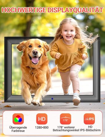 Цифровий фоторамка OBVHNUA 10.1 дюйма з IPS екраном (1280x800) та пультом, USB/SD (128GB), автоповорот, відтворення фото/музики/відео