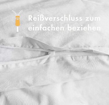 Світло-блакитна постільна ковдра Sleeptime з 100% бавовни, 200x200 см, комплект з 2 наволочками 80x80 см (135x200 см, 4 шт., білий) - м'яка, без прасування, на блискавці