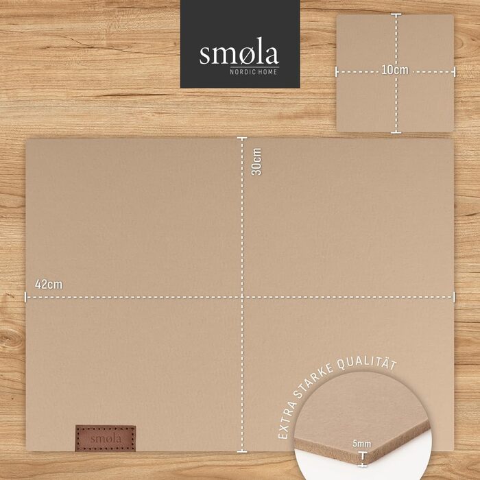 Набір Smøla з 12 елементів: фетровий сервізний комплект з підставками для посуду | Темно-сірий, миється | Декор для столу