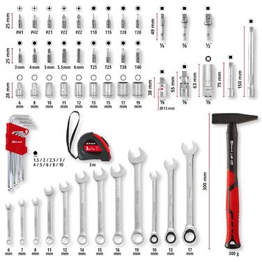 Einhell E-CASE 80: Набір інструментів в кейсі (80 предметів) для дому, майстерні, в дорозі - міцний пластиковий кейс