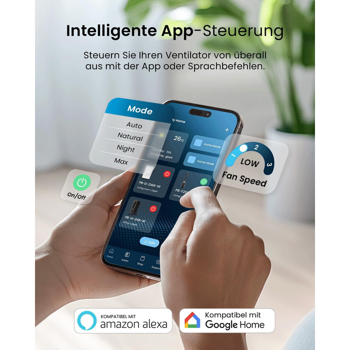 Вентилятор Pro Breeze OmniAir з очищувачем повітря, 105 см, осциляція 75°, пульт ДУ, HEPA 13, LED дисплей, 10 швидкостей, тихий, 5 режимів, Smart App