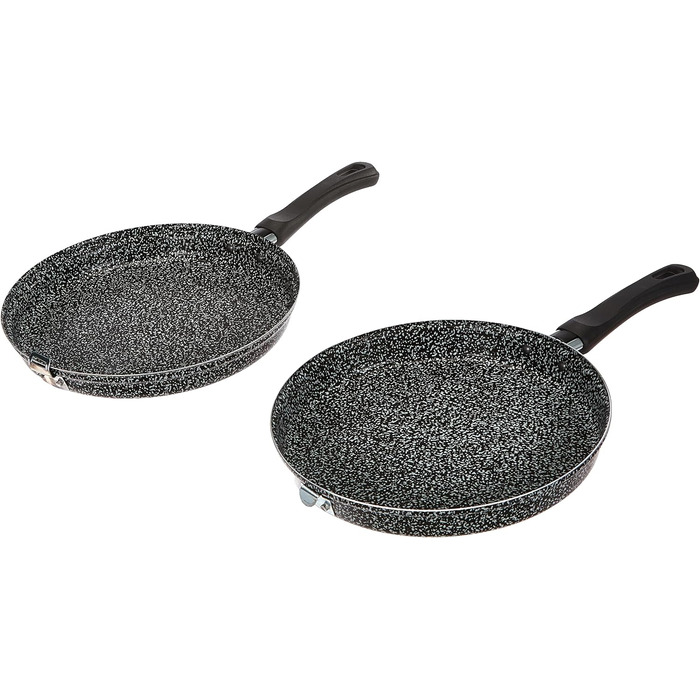 Сковорода для домашнього омлету з антипригарним покриттям, камінь, чорний/сріблястий, 24 см
