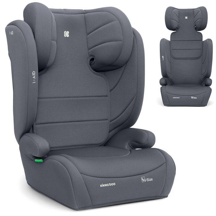 Автокрісло KikkaBoo 15-36 кг i-AID, група 2-3 (3-12 років), 100-150 см, без ISOFIX, регульована підголовник (сірий)