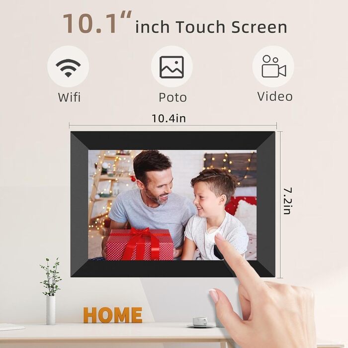 Цифрова фоторамка YUUTY WLAN 10.1 дюймів, 32ГБ, HD IPS LCD сенсорний екран 1280x800, автоматичний поворот, підтримка віддаленого передачі фото