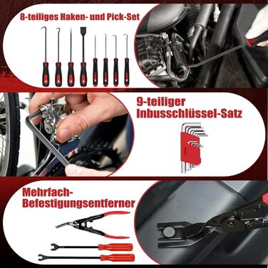 Набір інструментів Sundpey 379 предметів у кейсі з висувним ящиком, універсальний набір для дому та ремонту, червоний (132 предмети)