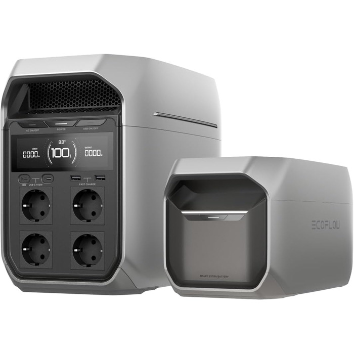 Портативна електростанція EcoFlow DELTA 3 Plus+EB: 1024 Wh, LiFePO4, 1800W (3600W пік), сонячний генератор для резервного живлення та кемпінгу