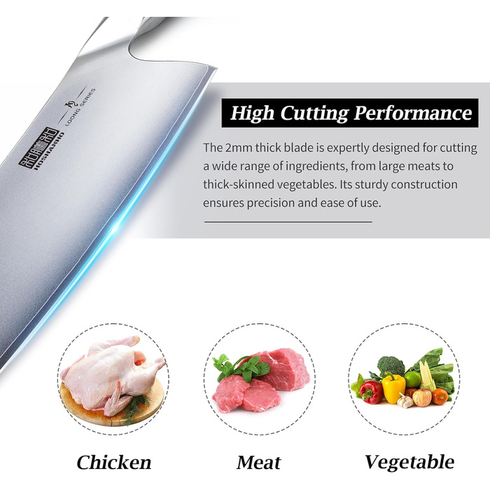 Набір кухонних ножів HOSHANHO: професійний шеф-ніж, ніж для нарізки, з нержавіючої сталі, 18 см, ергономічна ручка, подарункова коробка