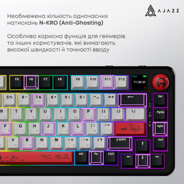 Бездротова механічна клавіатура Ajazz AK820 MAX Avocado Switch Black RGB (AK820MAX-AS-BG)