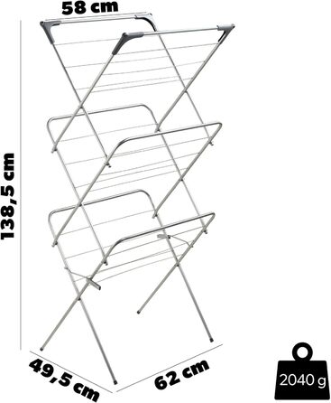 Вертикальна сушильна машина KADAX із протиковзкими ніжками, міцна металева сушарка для білизни, баштова сушильна стійка, компактна вішалка для одягу (срібло)