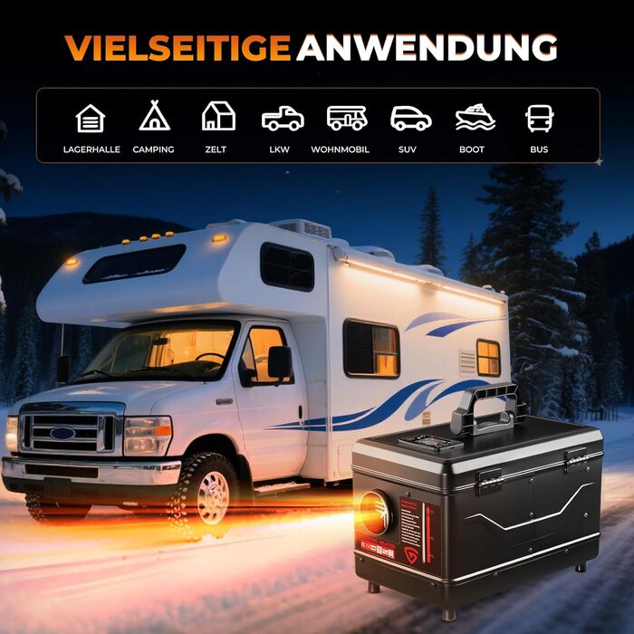 Дизельний автономний опалювач 8kW з пультом керування та додатком, 12V/24V для авто, RV, човнів, вантажівок, LCD-дисплеєм (в стилі ящику)