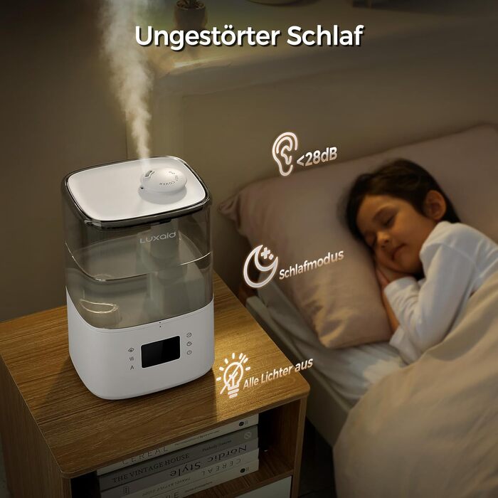Зволожувач повітря Luxaid HU-802 4.5л з пультом, гігростатом, таймером та автовимкненням для спальні та великих приміщень