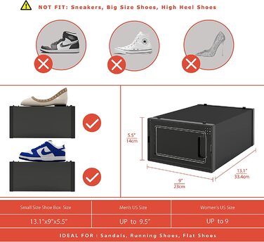 Коробки для зберігання взуття MELDEVO 12 шт 33,4х23х14 см чорні