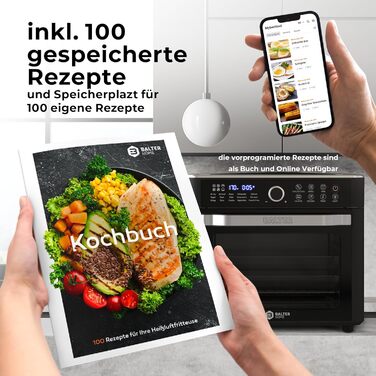 Фритюрниця аеро Balter HL-551T, 5.5 л, чорна, 12 програм, з вікном, 100 рецептів