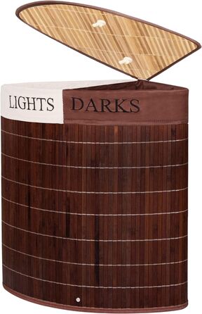 Кутовий кошик для білизни Збірник для білизни з кришкою 60 л бамбук (темно-коричневий, 73 л)