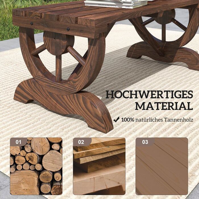 Садова лавка Outsunny Wood Атмосферостійка 98 x 50 x 39.5 см, Сільська лавка для садових меблів, міцна та стильна
