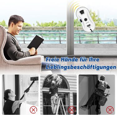 Робот для миття вікон електричний 5600Pa з 3 режимами, інтелектуальним визначенням країв, пультом дистанційного керування, автоматичним подачею води, для внутрішніх та зовнішніх вікон