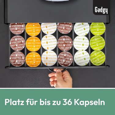 Тримач для капсул кави Gadgy | Сховище для 36 капсул з шухлядою | Тримач капсул кави з нержавіючої сталі, чорний
