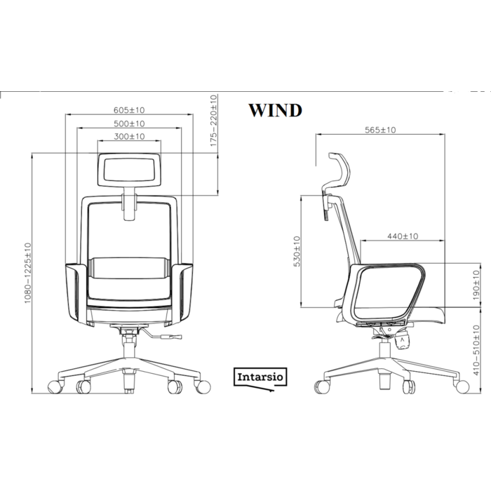 Крісло поворотне WIND сіре/синє/білий каркас