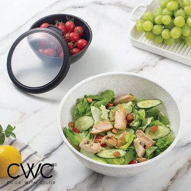 Набір мисок для приготування їжі Cook With Color (12 шт.) з кришками TPR – чорний та білий